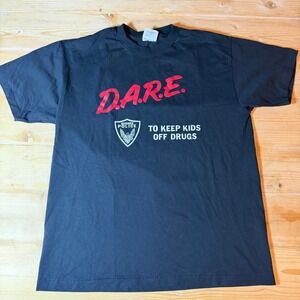 Vintage DARE Shirt Hanes Heavyweight 50/50 Black Large Single Stitch